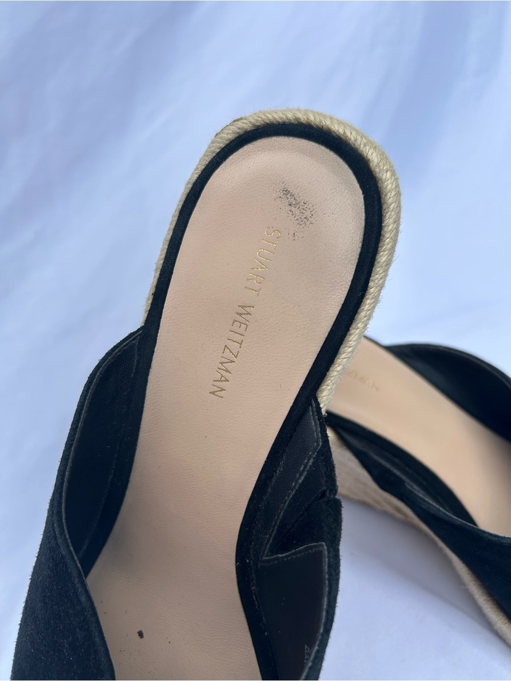 Stuart Weitzman Black Suede Espadrille Wedge Slides size 9 - Picture 3 of 11
